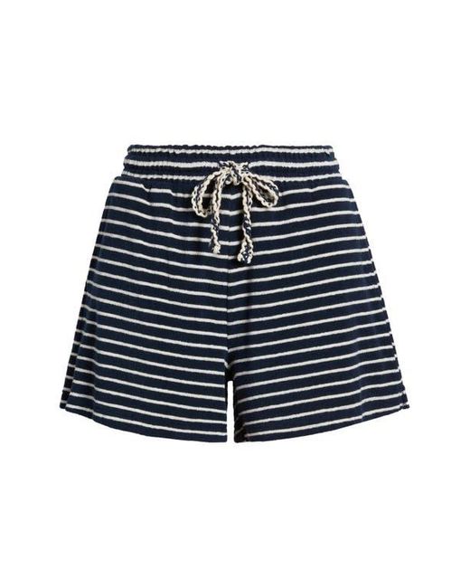 Rails Blue Teddy Stripe Cotton Terry Cloth Shorts