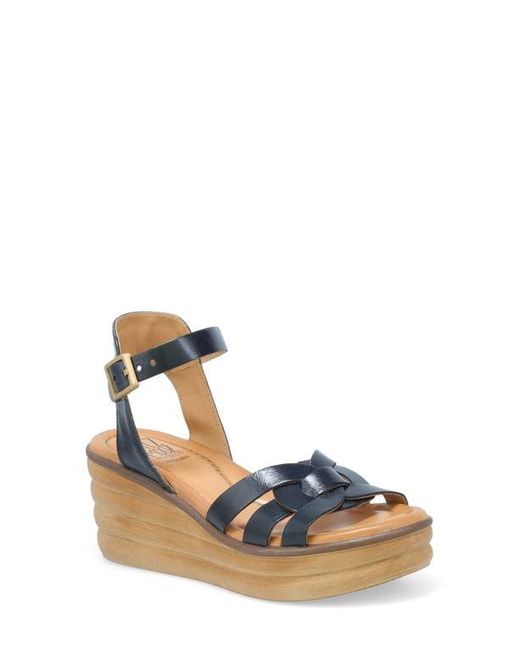 Miz Mooz Blue Ozzie Platform Wedge Sandal