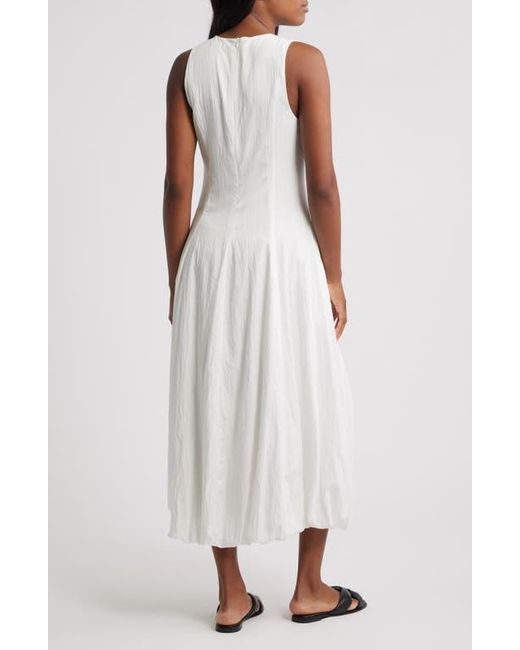 Mango White Pumpkin Sleeveless Bubble Hem Midi Dress