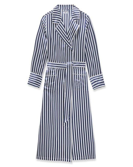 Petite Plume Blue Bengal Stripe Silk Robe