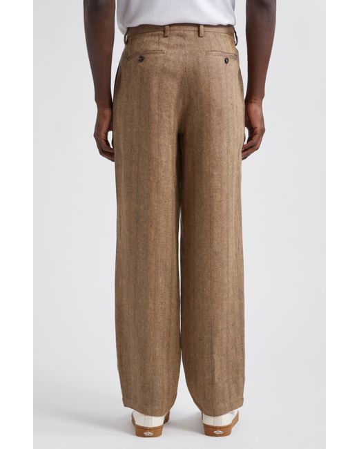 Noah NYC Natural Double Pleat Linen Herringbone Pants for men