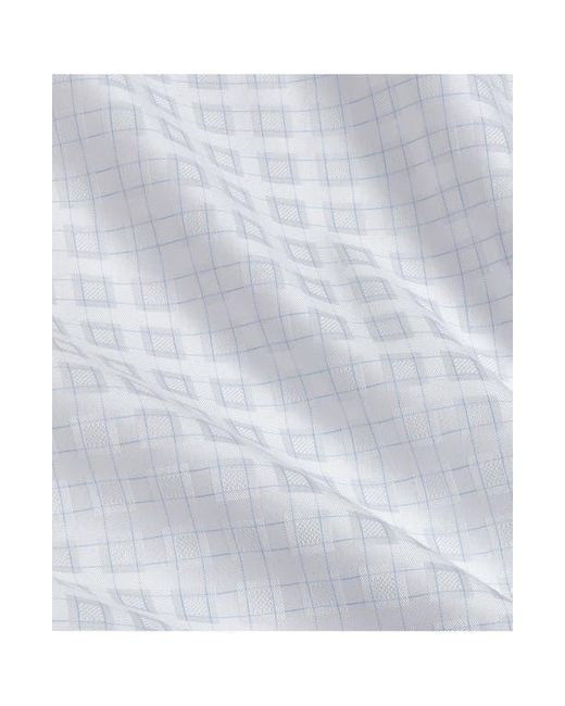 David Donahue Blue Trim Fit Cotton Dobby Check Dress Shirt for men