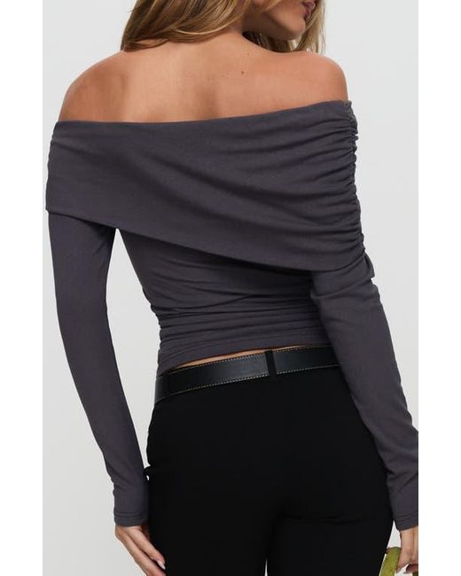 Princess Polly Gray Erving Foldover Off The Shoulder Top