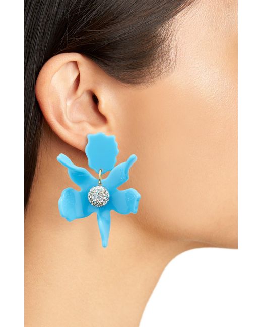 Lele Sadoughi Blue Small Crystal Lily Earrings