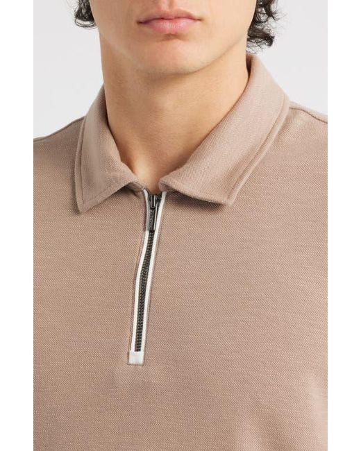 Bugatchi Natural Quarter Zip Polo for men