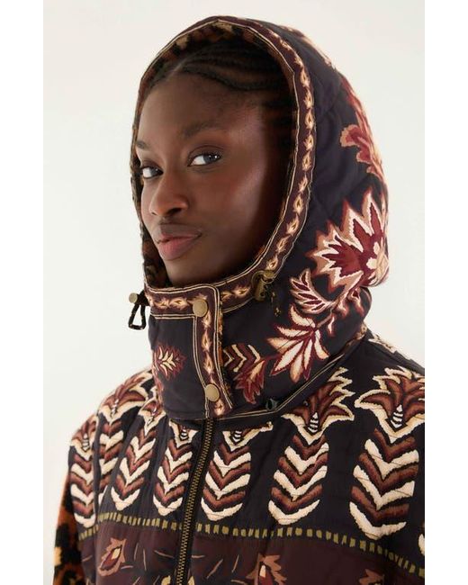 Farm Rio Brown Ainika Hooded Puffer Jacket