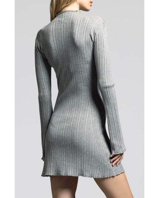 WEEKEND LOS ANGELES Gray Mirren Long Sleeve Ribbed Sweater Dress