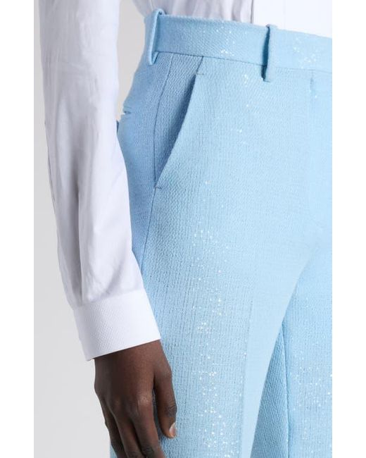 Tom Ford Blue Tailored Sequin Wool Blend Crepe Straight Leg Pants