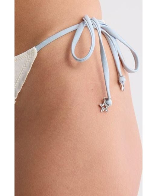 PacSun White Cecilia Ruffle Star Charm Side Tie Bikini Bottoms