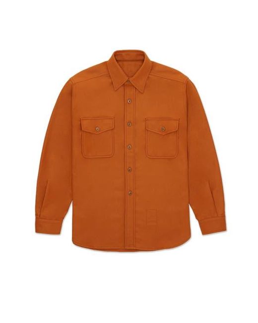 Fortela Orange Cpo Flannel Wool Overshirt for men