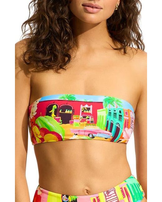 Seafolly Black Print Bandeau Bikini Top