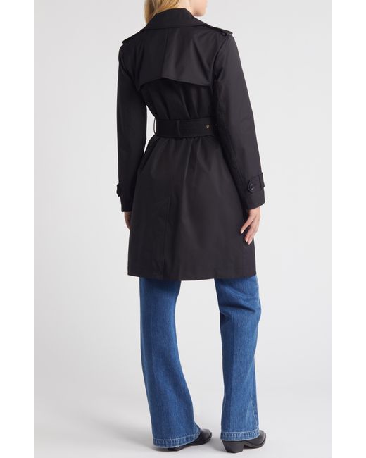 BCBGMAXAZRIA Black Double Breasted Belted Trench Coat