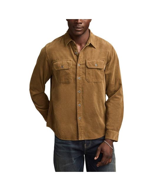 Lucky Brand Brown Cotton Corduroy Button-Up Utility Shirt for men