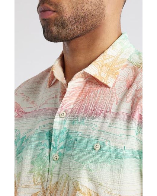 Tommy Bahama Green Nova Wave Corsica Coast Short Sleeve Cotton Blend Seersucker Button-Up Shirt for men