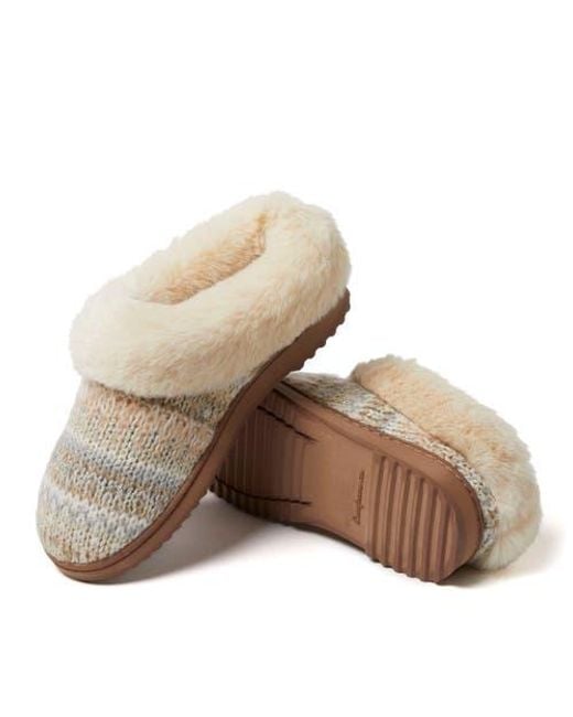 Dearfoams White Hannah Festive Knit Clog Slipper