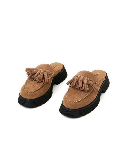 Charlotte Stone Brown Herschel Tasseled Loafer Slide