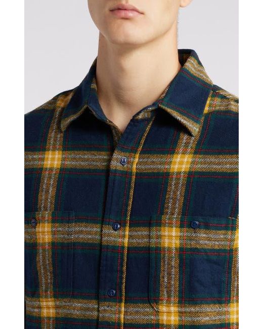 Schott Nyc Blue Two-Pocket Long Sleeve Flannel Button-Up Shirt for men