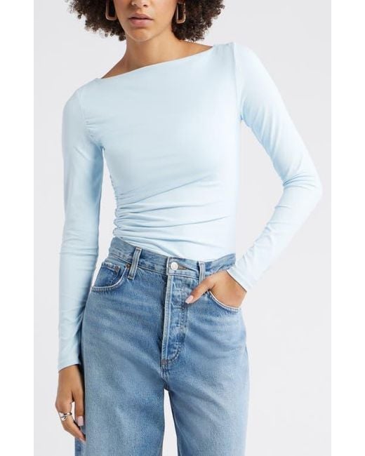 Open Edit Blue Ruched Side Top