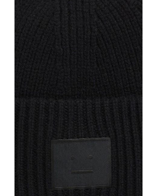 Acne Black Pana Face Wool & Yak Hair Beanie for men