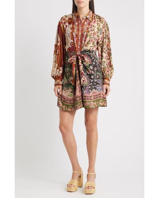 Farm Rio Multicolor Winter Garden Long Sleeve Minidress