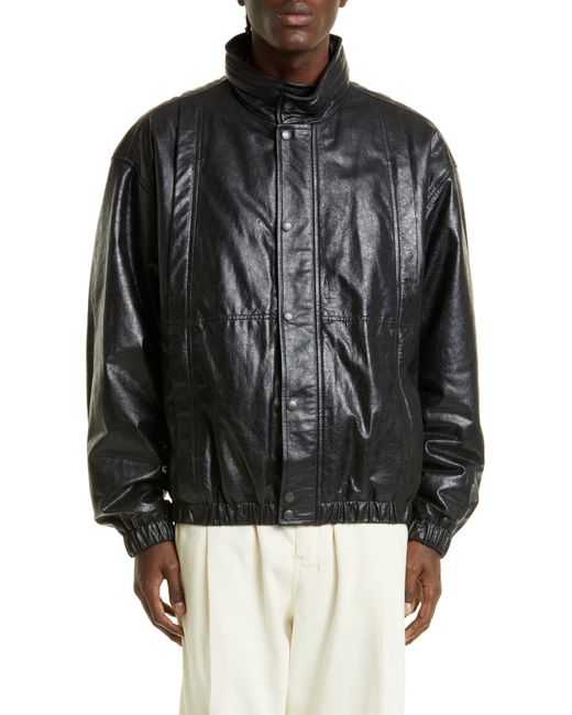 Lemaire Black Leather Blouson Jacket for men