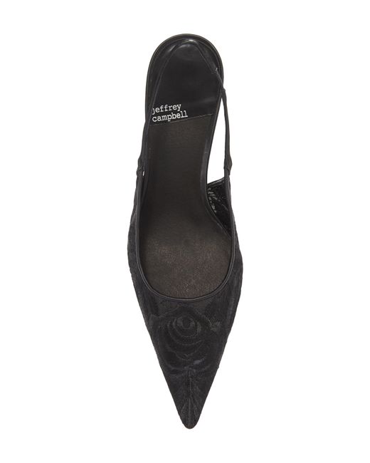 Jeffrey Campbell Black Lofficele Embroidered Mesh Slingback Pointed Toe Pump