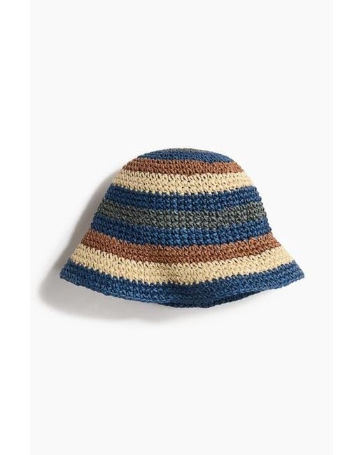 H&M Blue Straw Bucket Hat