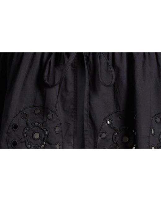Treasure & Bond Black Long Sleeve Cotton Eyelet Top