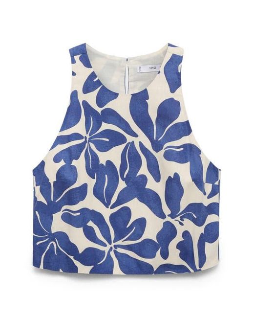 Mango Blue Floral Print Crop Tank