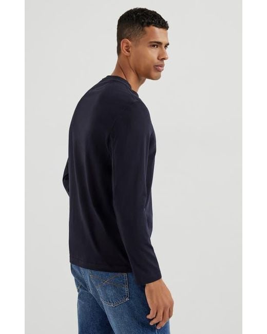 Brunello Cucinelli Blue Long Sleeve T-Shirt for men
