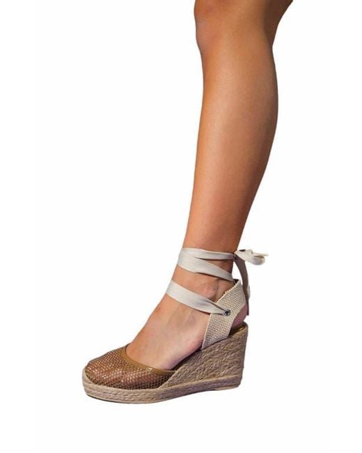 Forever & Always Shoes Blue Lions Mesh Leather Wedge Espadrilles Sandal