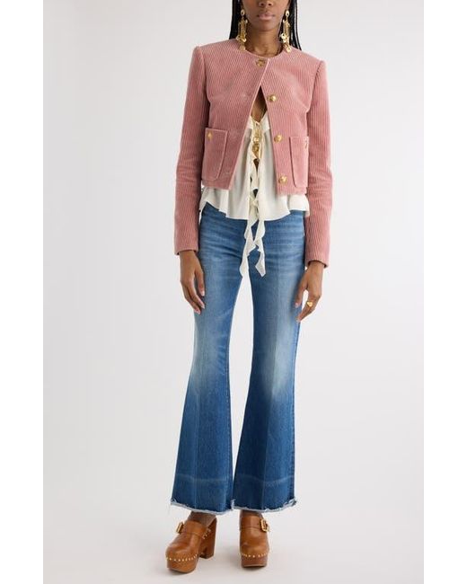 Chloé Crop Corduroy Jacket in Red | Lyst