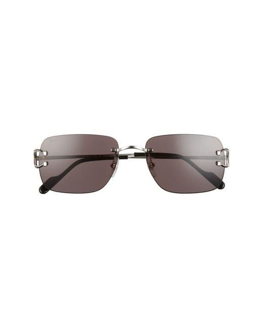 Cartier Brown 59Mm Rimless Rectangular Sunglasses for men