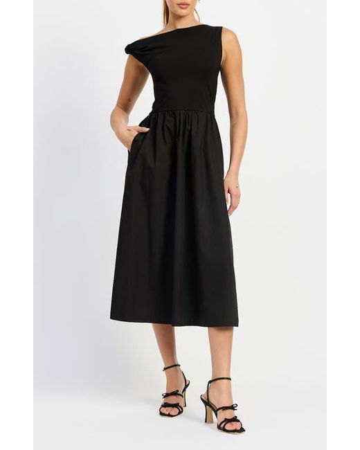 asymmetric neck midi dress Asymmetric Neckline Midi Dress Beaded Velvet – Pretty Perfect Collective main image 1
