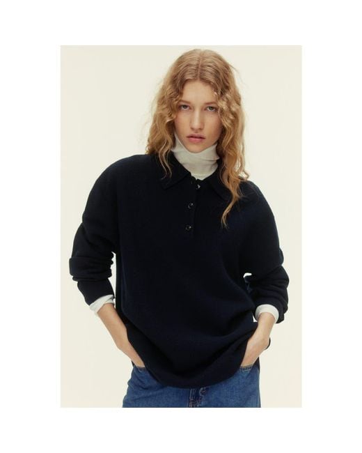 H&M Blue Wool Polo Jumper