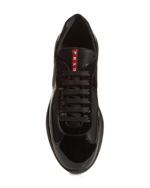 Prada Black America's Cup Vernice Bike Low Top Sneaker for men