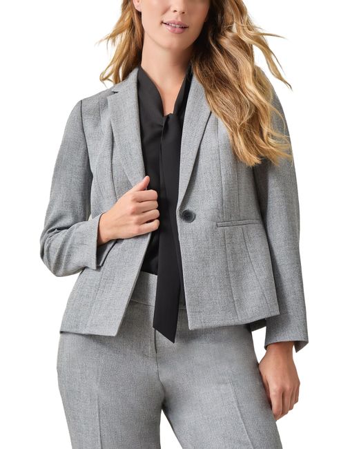Kasper Gray Stretch Crepe One-Button Blazer