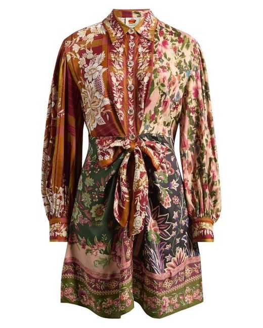 Farm Rio Multicolor Winter Garden Long Sleeve Minidress