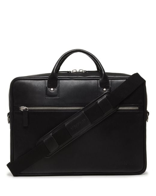 Korchmar Black Dylan Slim Leather Briefcase