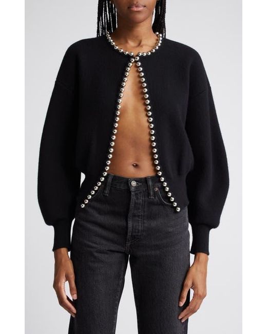 Alexander Wang Black Ball Chain Detail Wool Blend Cardigan