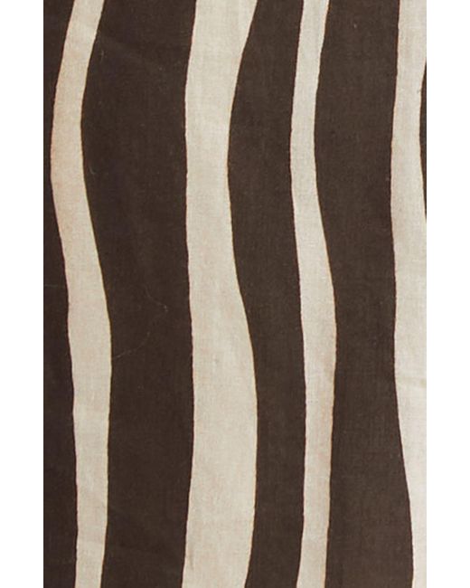 Max Mara Brown Pomelia Wavy Stripe Cotton Voile Shirtdress