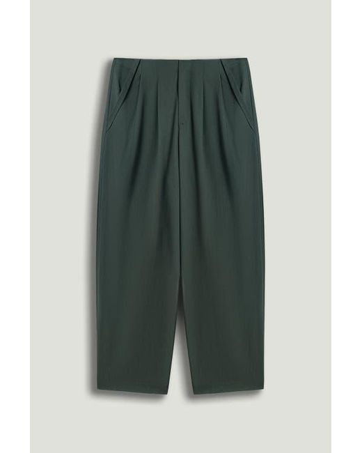 dark green cigarette trousers Nocturne Forest Cropped Cigarette Trousers in Green