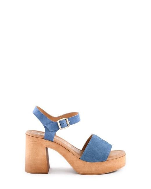 Seychelles Blue City Scape Platform Sandal