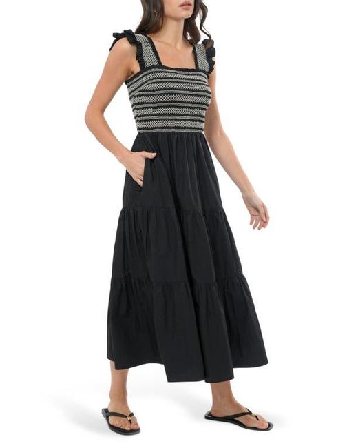 Adelyn Rae Black Katie Smocked Midi Sundress