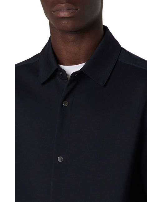 Bugatchi Knit Shirt Jacket in Blue for Men | Lyst