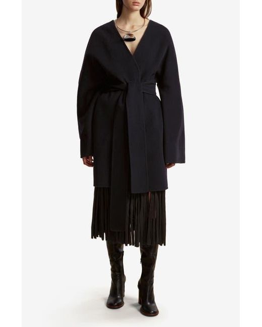 Marina Moscone Blue Double Faced Wool Cocoon Coat