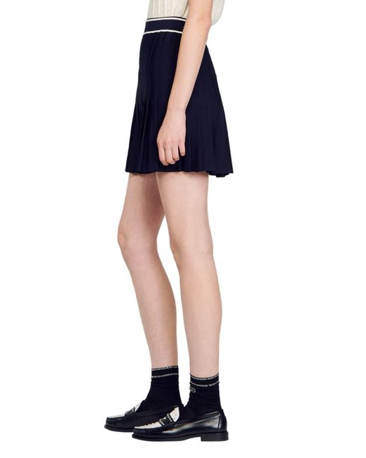 Sandro Blue School Pleated Miniskirt