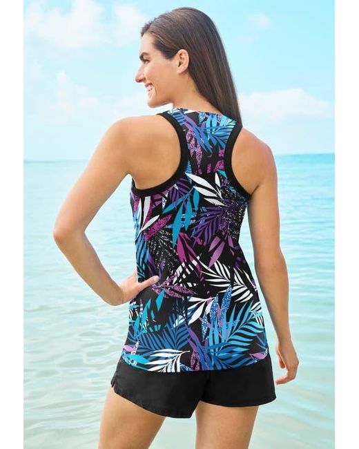 Swim 365 Blue Longer-Length Racerback Tankini Top