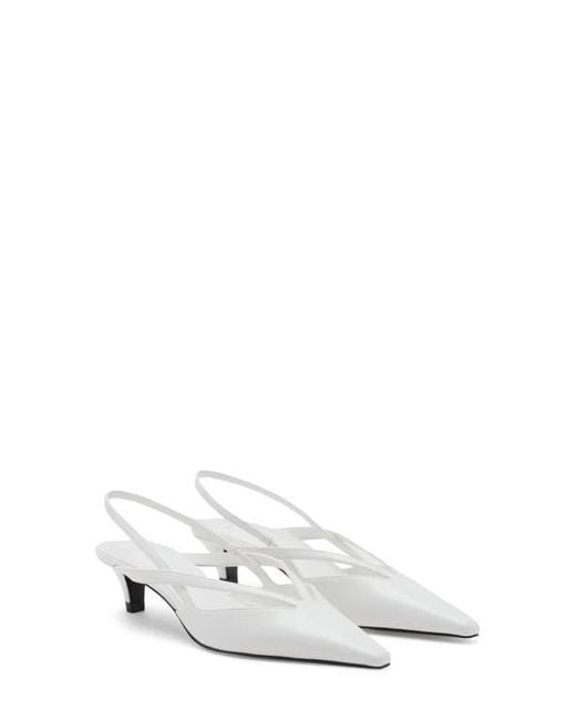 Mango White Slingback Kitten Heel Pump