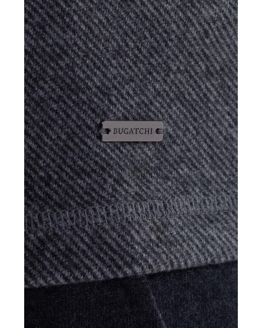 Bugatchi Blue Brushed Cotton Blend Quarter Zip Pullover for men